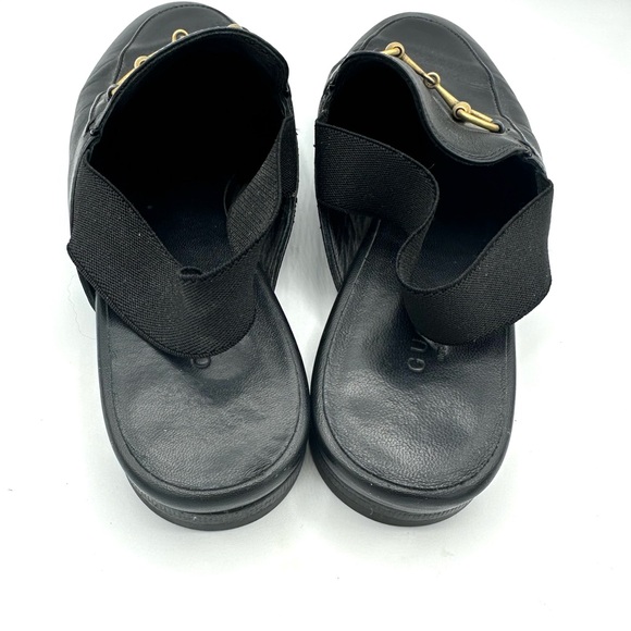 Gucci Black Leather Loafers with Gold Horsebit Slingback - Picture 5 of 6